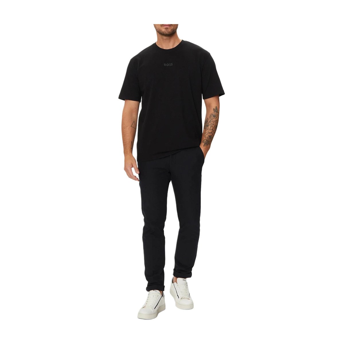HUGO BOSS Logo Patch Crewneck T-Shirt Black