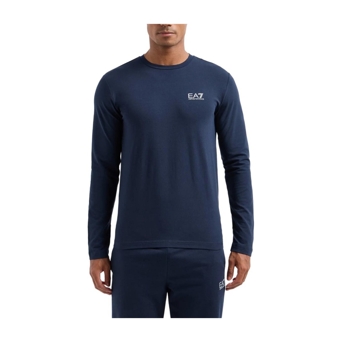 Emporio Armani EA7 SS24 Logo Long Sleeve T-Shirt Navy
