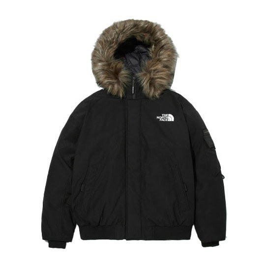 The North Face Logo Print Hooded Down Jacket Black