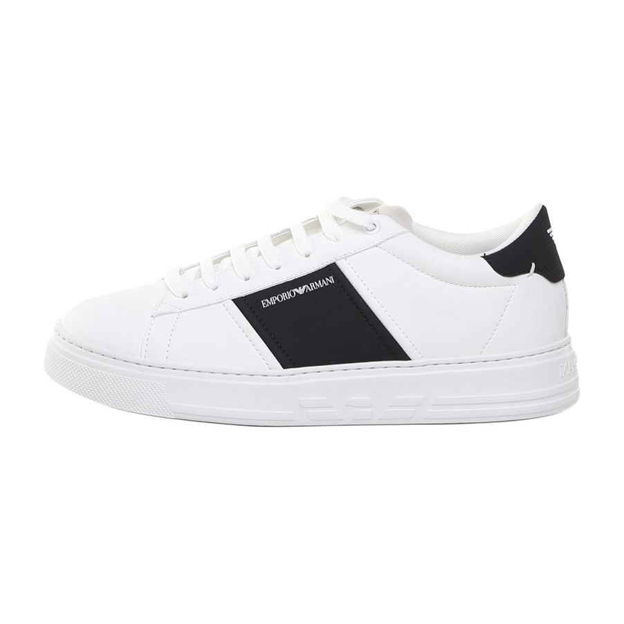 Emporio Armani Logo Stripe Low Top White Black