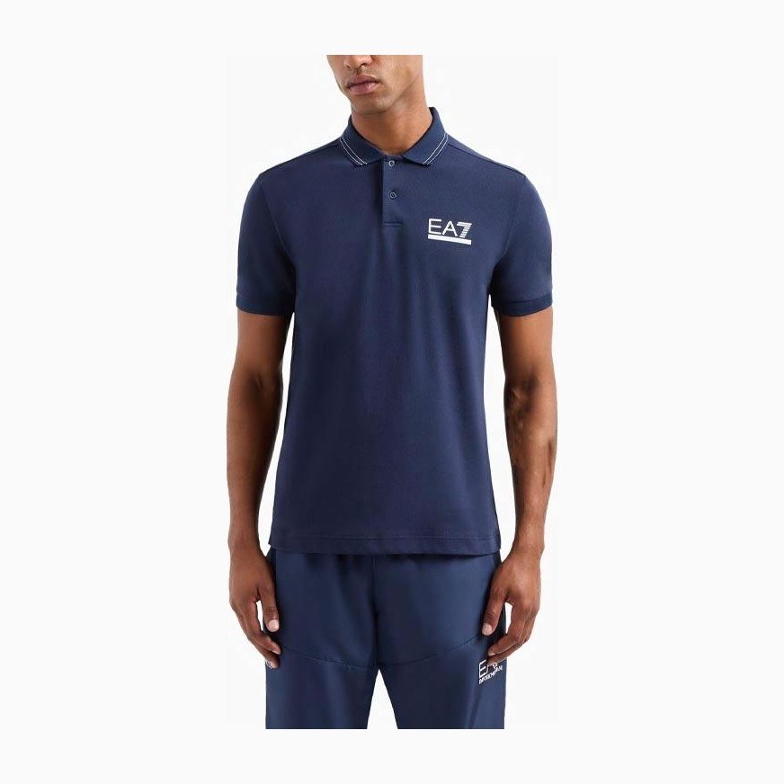 Emporio Armani EA7 SS24 Logo Polo Navy