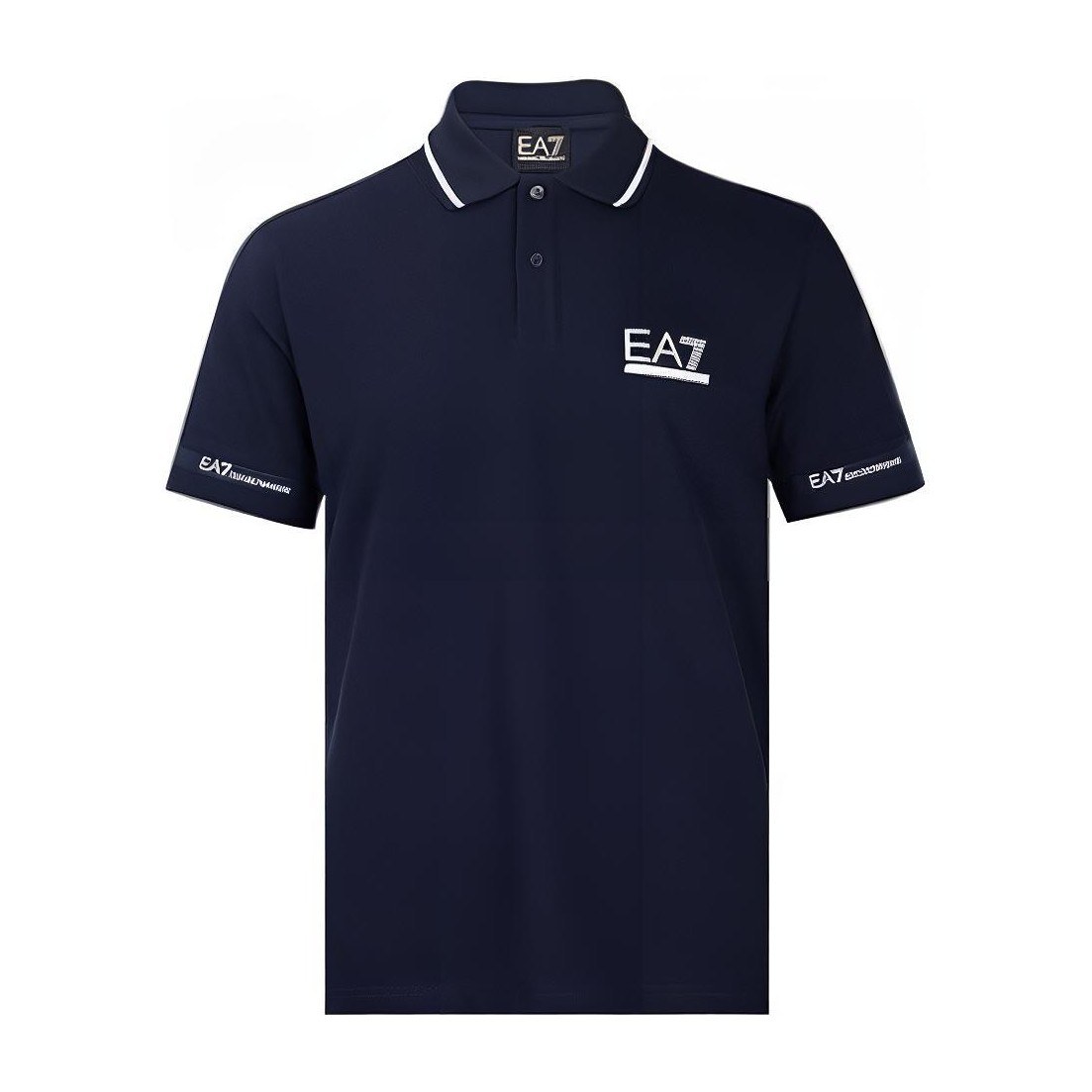 Emporio Armani Printed Striped Polo Shirt Blue