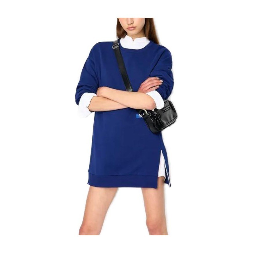 EMPORIO ARMANI FW23 Sustainability Values Organic Cotton Fleece Sweatshirt Dress