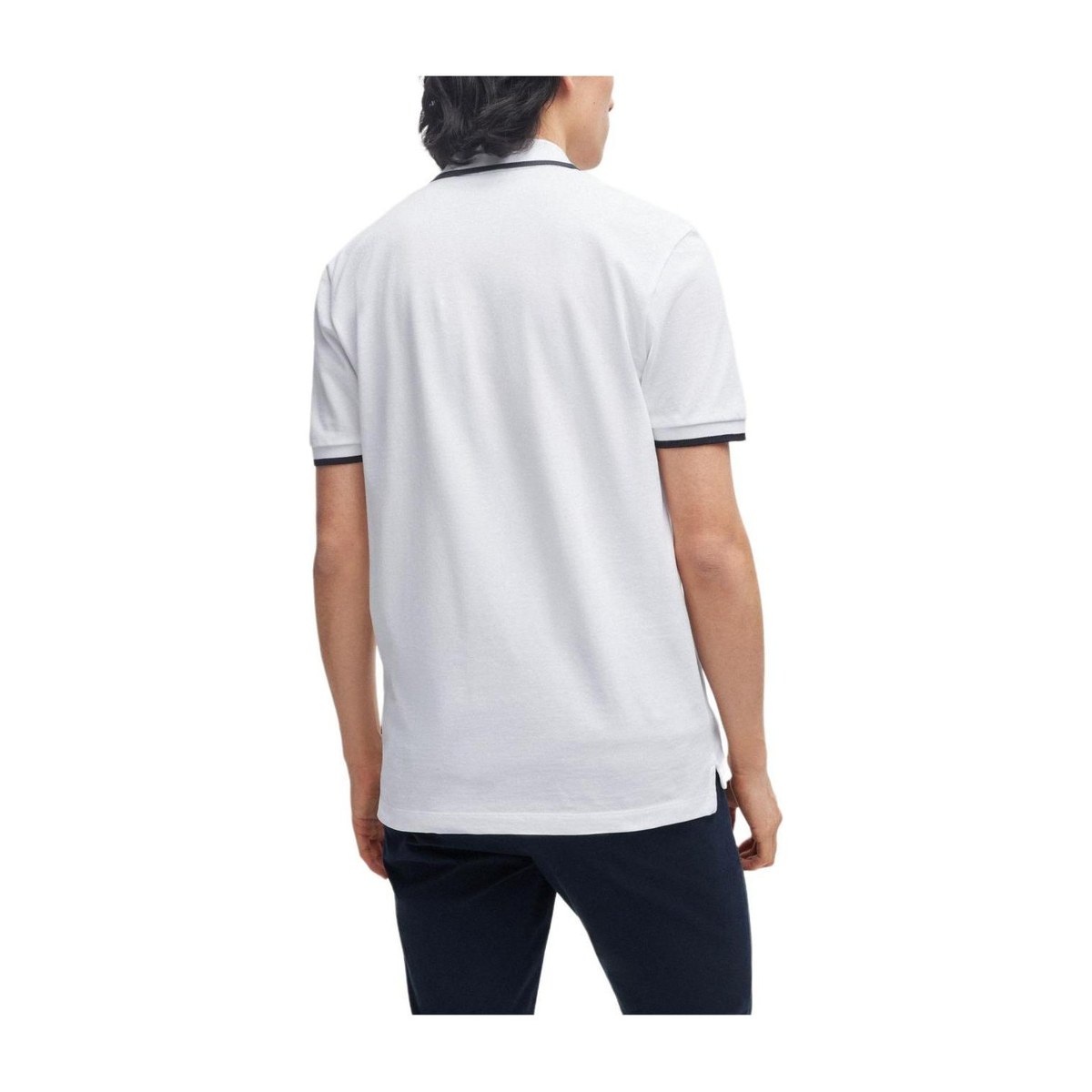 HUGO BOSS Cotton Piqué Polo Shirt Rubber-Print Logo White