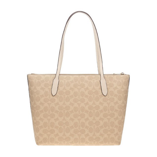 COACH Zip Top Tote 30 Beige