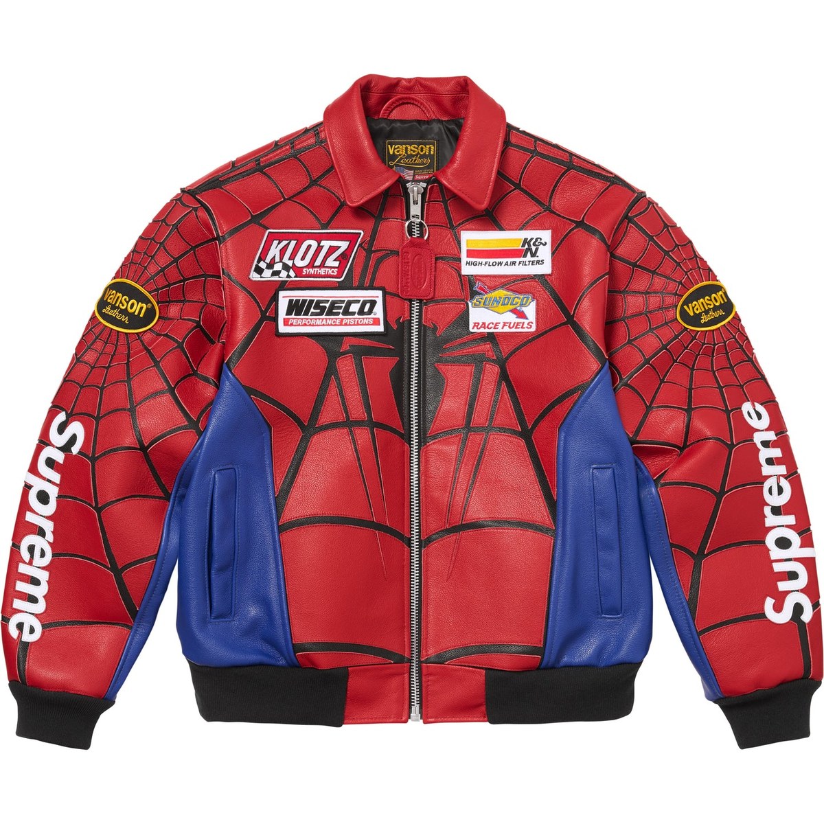 Supreme vanson Leathers x Spider-Man SS26 WEEK14 Jacket logo