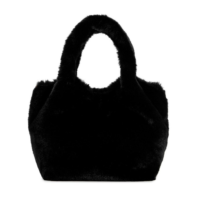 GUESS Classic Triangle Logo Plush Shoulder Bag Medium Black