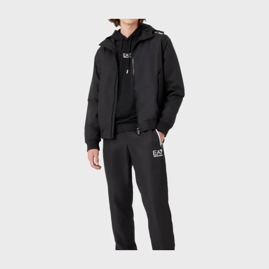 Emporio Armani Logo Print Hoodie Black