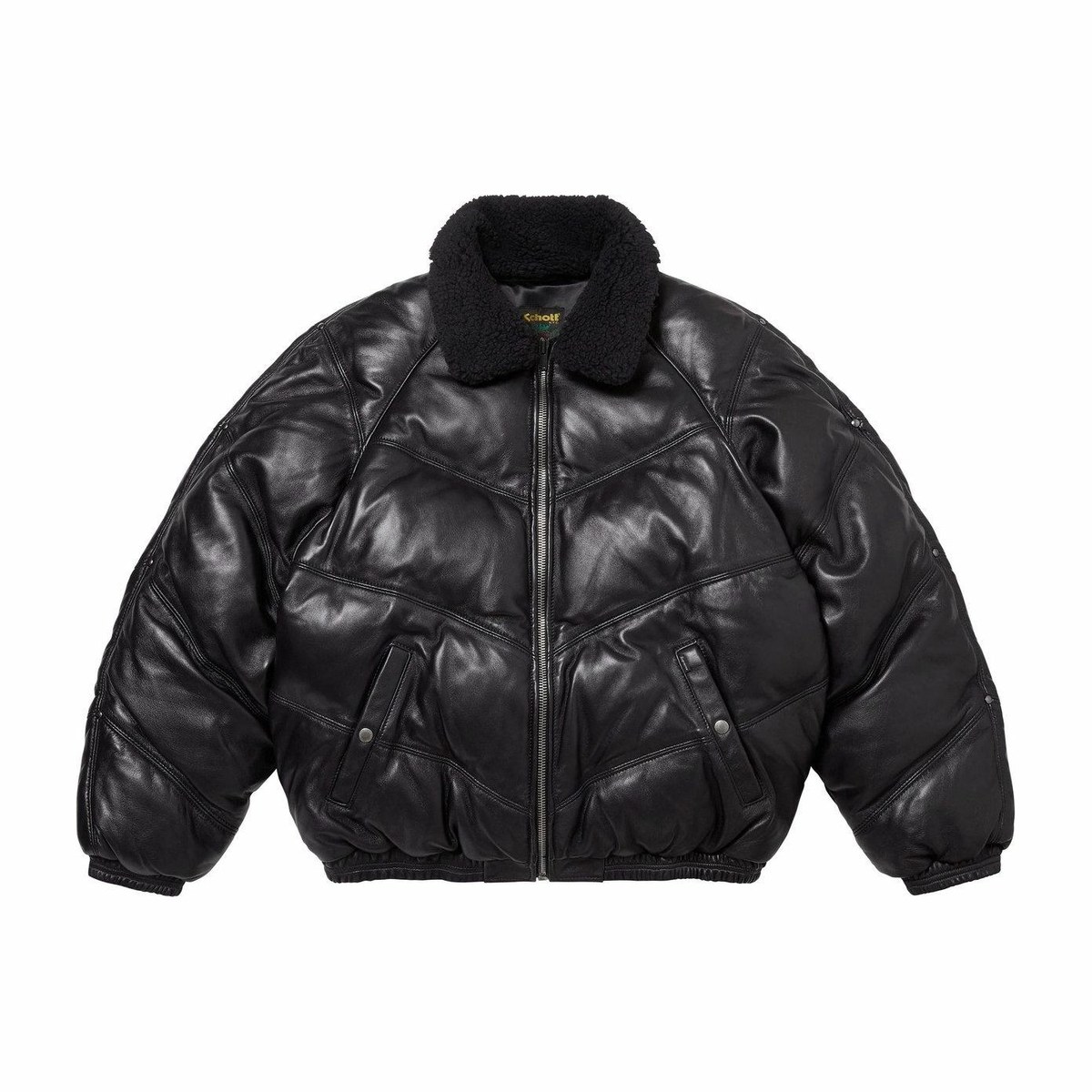 Supreme x Schott Chevron Leather Down Puffer Jacket