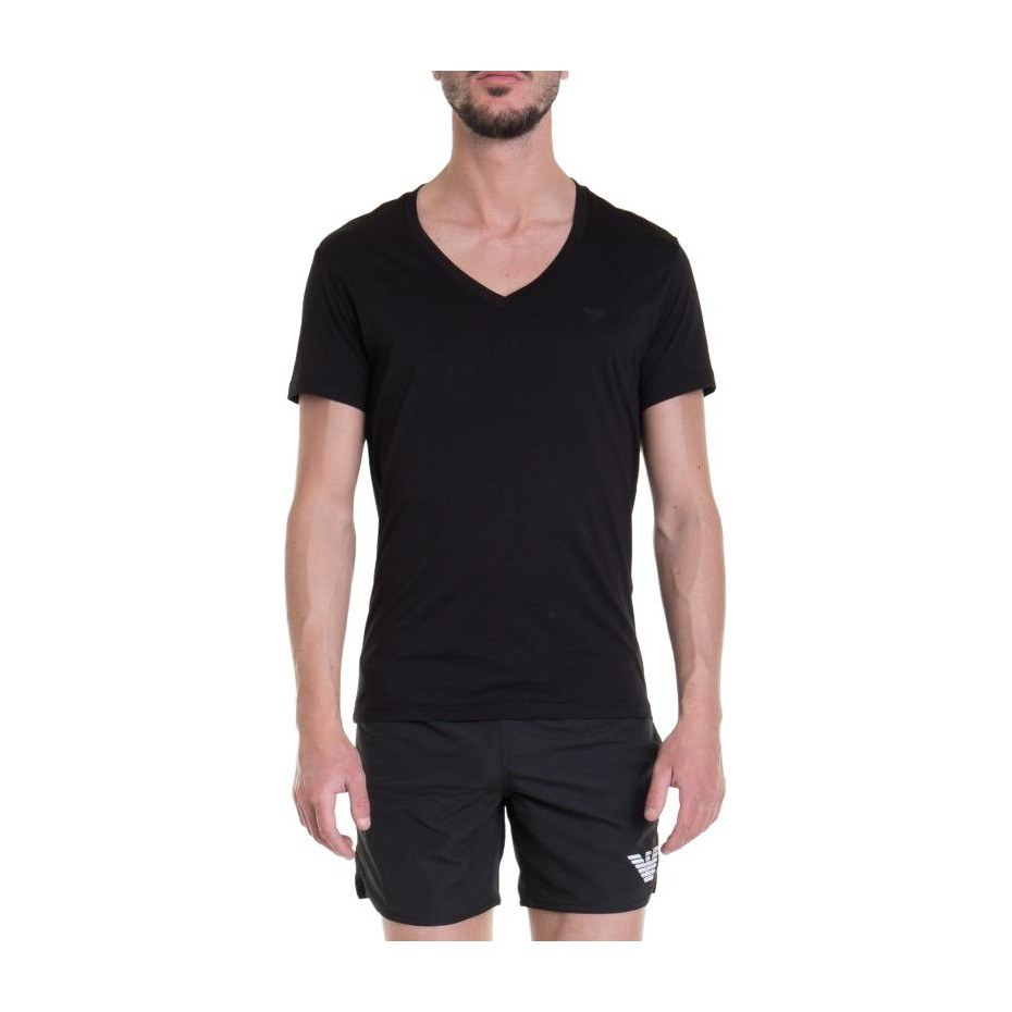 Emporio Armani Logo V-Neck T-Shirt Black