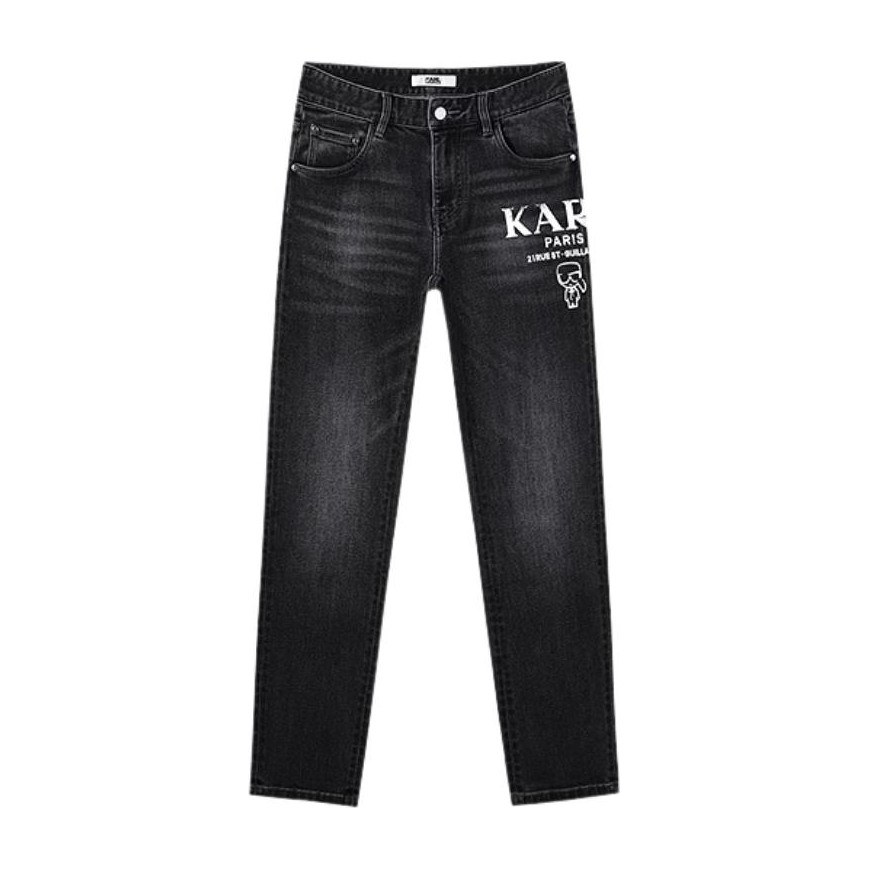KARL LAGERFELD Graffiti Straight Jeans Gunmetal