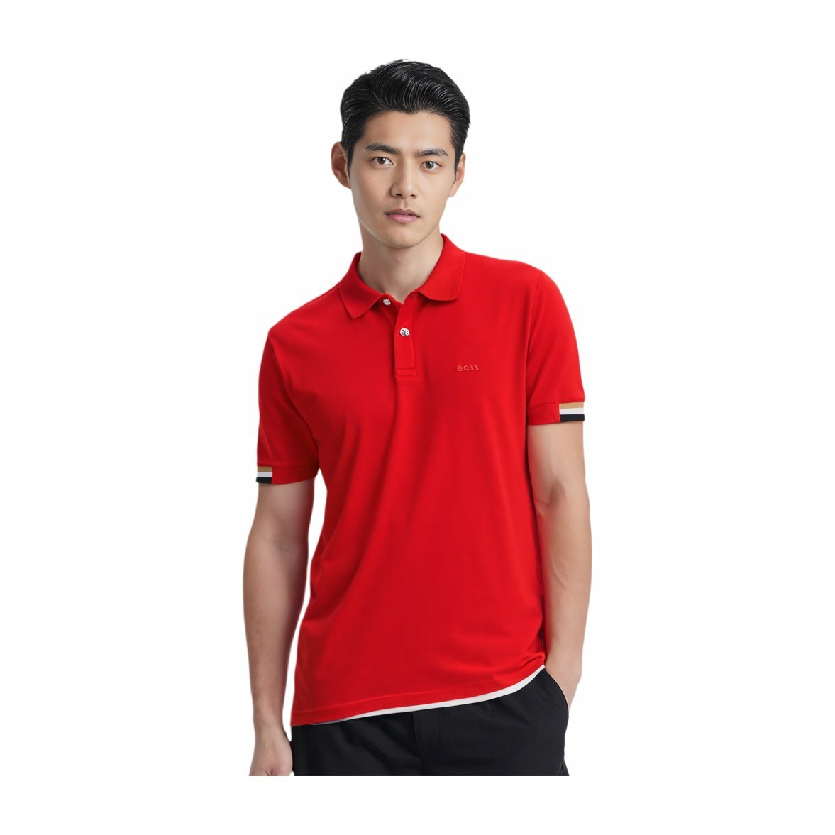 HUGO BOSS Regular-Fit Polo Shirt With Rubberized Logo LogoPolo
