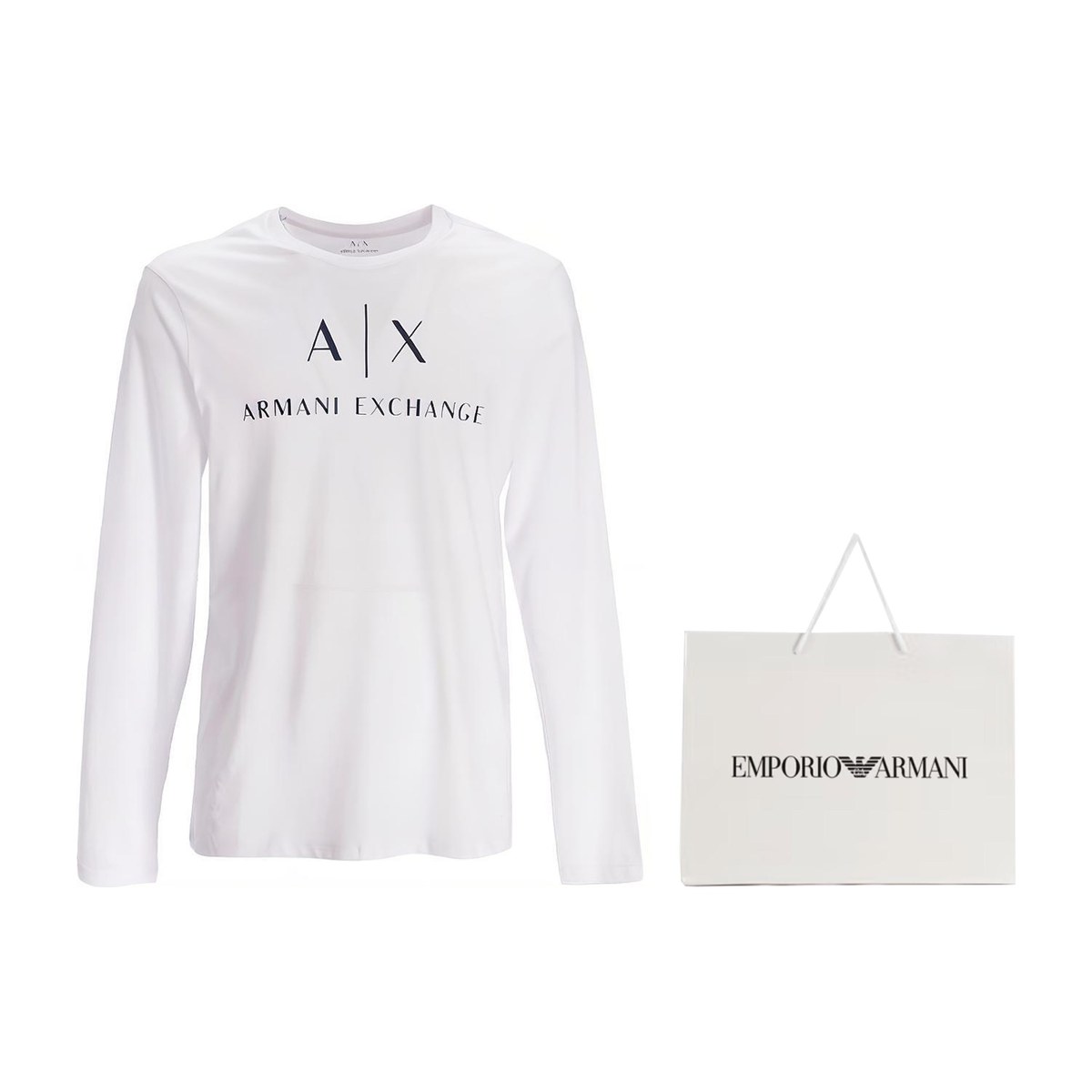 Armani Exchange Logo Print Long Sleeve Tee White