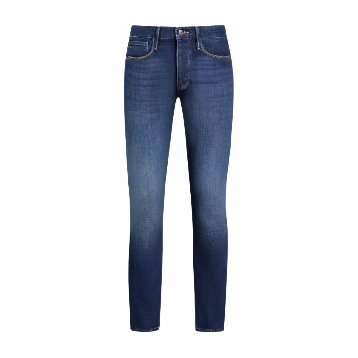 Emporio Armani FW24 Logo Patch Straight Jeans Blue