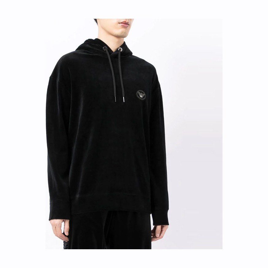 Emporio Armani FW21 Velvet Hoodie Black
