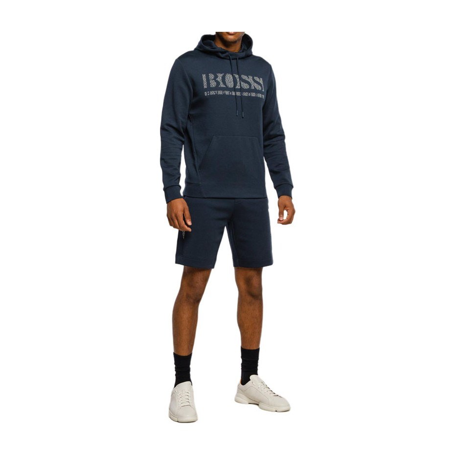 HUGO BOSS Pixel Logo Hoodie Blue