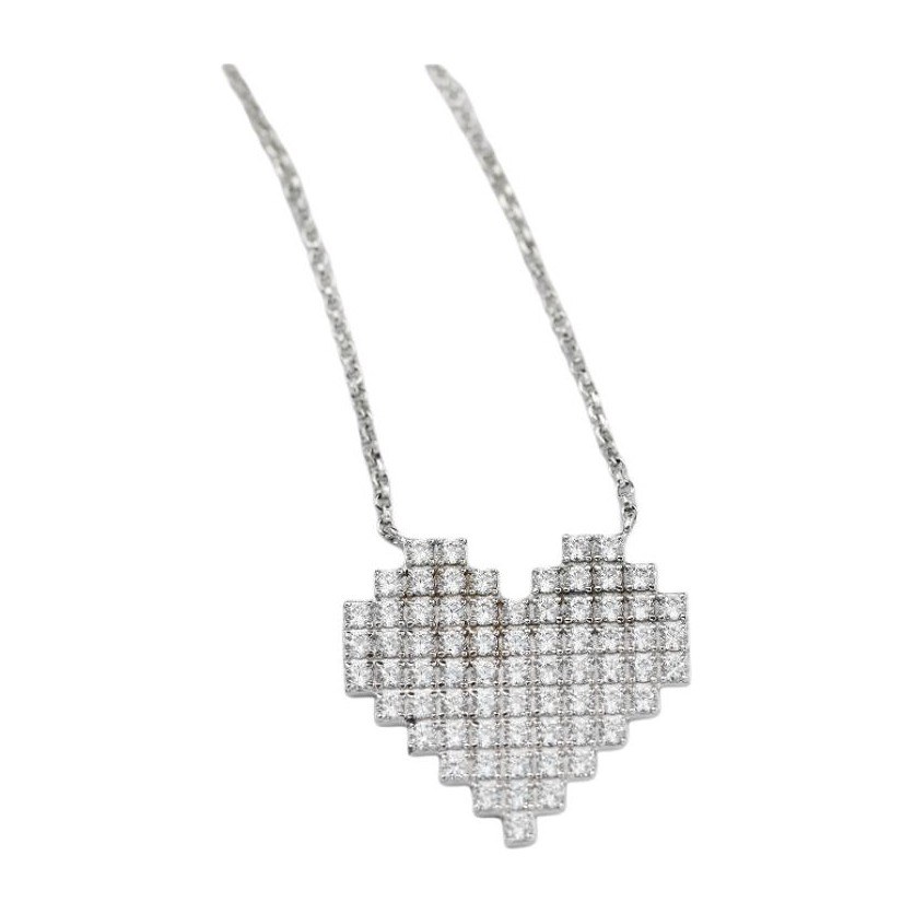 apm Monaco Heart Diamond Necklace 925 Silver