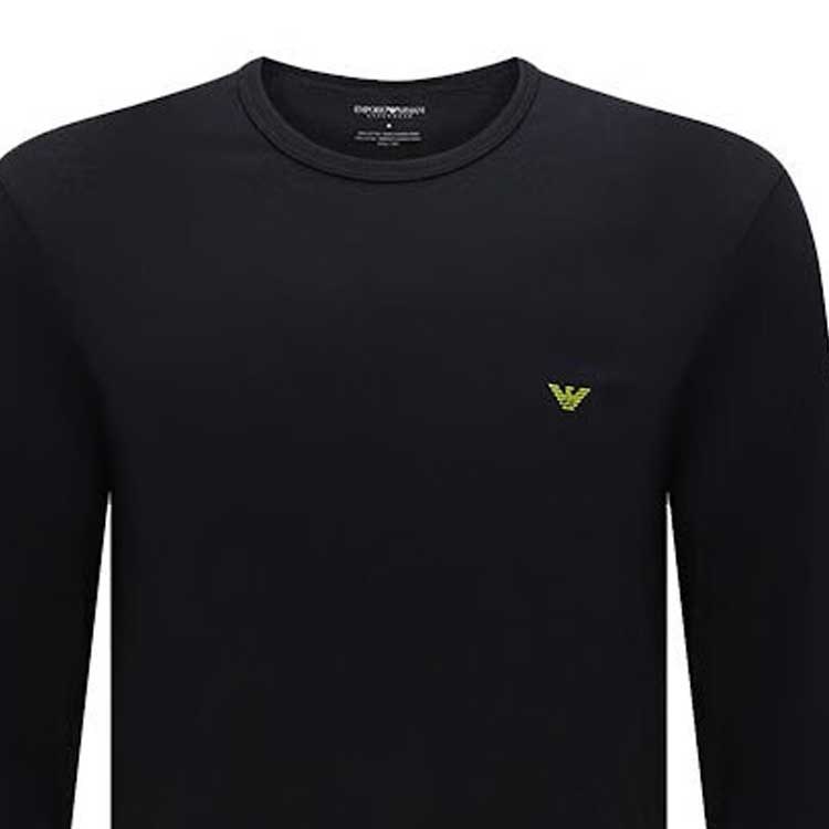 Emporio Armani FW23 Logo Crewneck Long Sleeve Tee Black