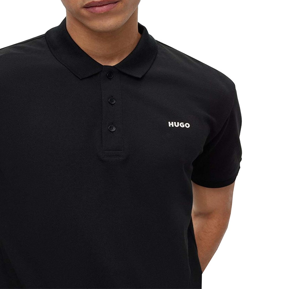 HUGO BOSS Letter Print Polo Shirt Black