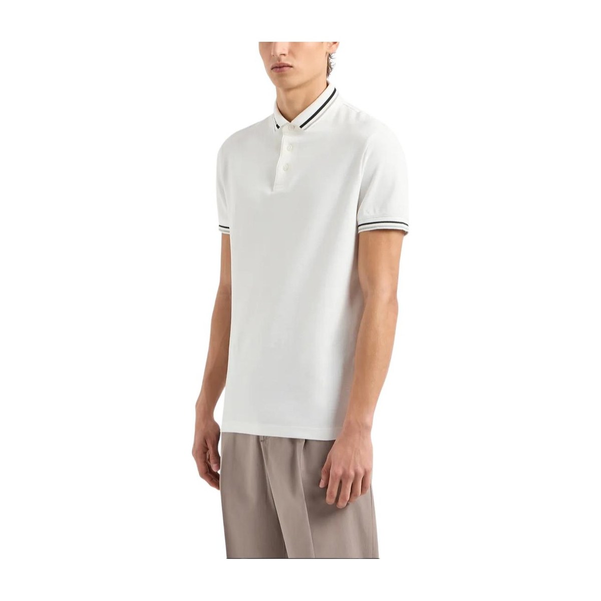 Emporio Armani SS24 Striped Polo White