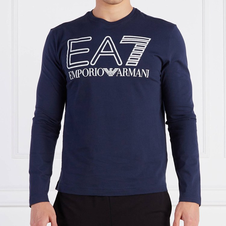 Emporio Armani EA7 Logo Long Sleeve T-Shirt Blue