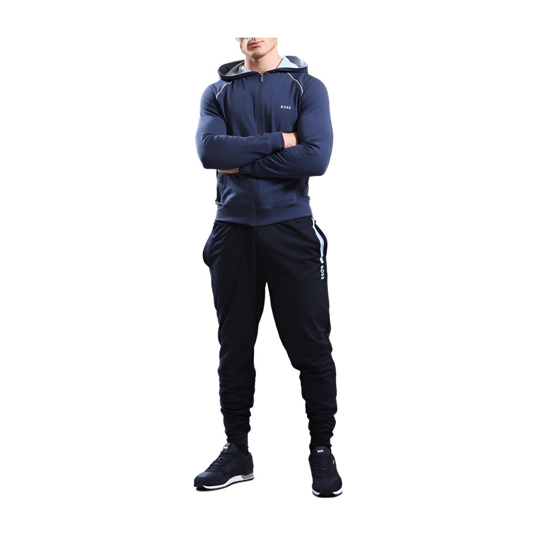 HUGO BOSS Striped Letter Hoodie Jacket