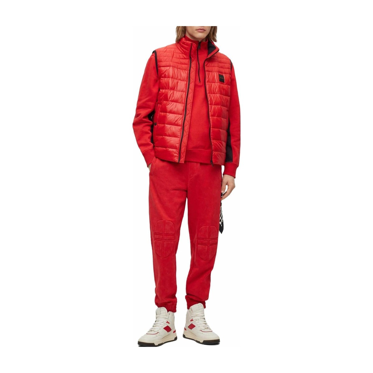 HUGO BOSS Logo Print Waterproof Jacket Red