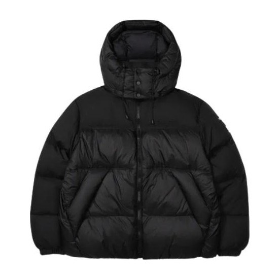 FILA Solid Color Hoodie Down Jacket Black