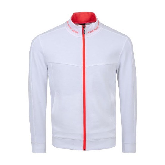 HUGO BOSS Logo Zip Jacket White