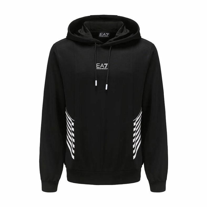 Emporio Armani Logo Print Hoodie Black