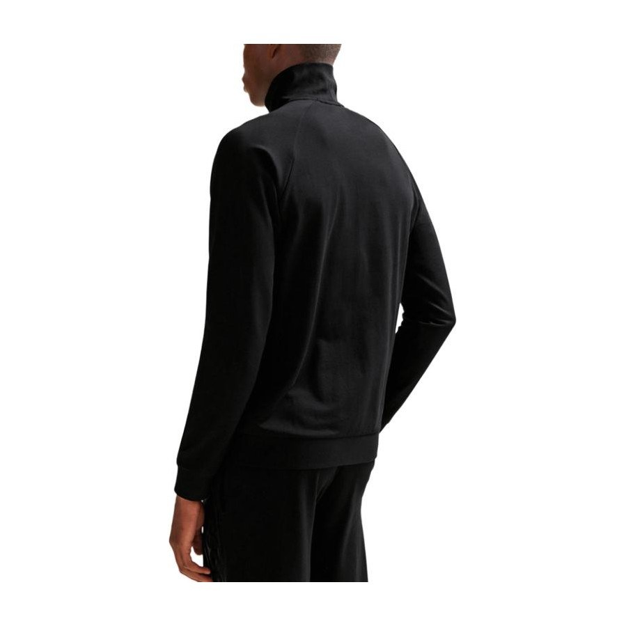 HUGO BOSS SS24 Letter Print Zip-Up Jacket Black