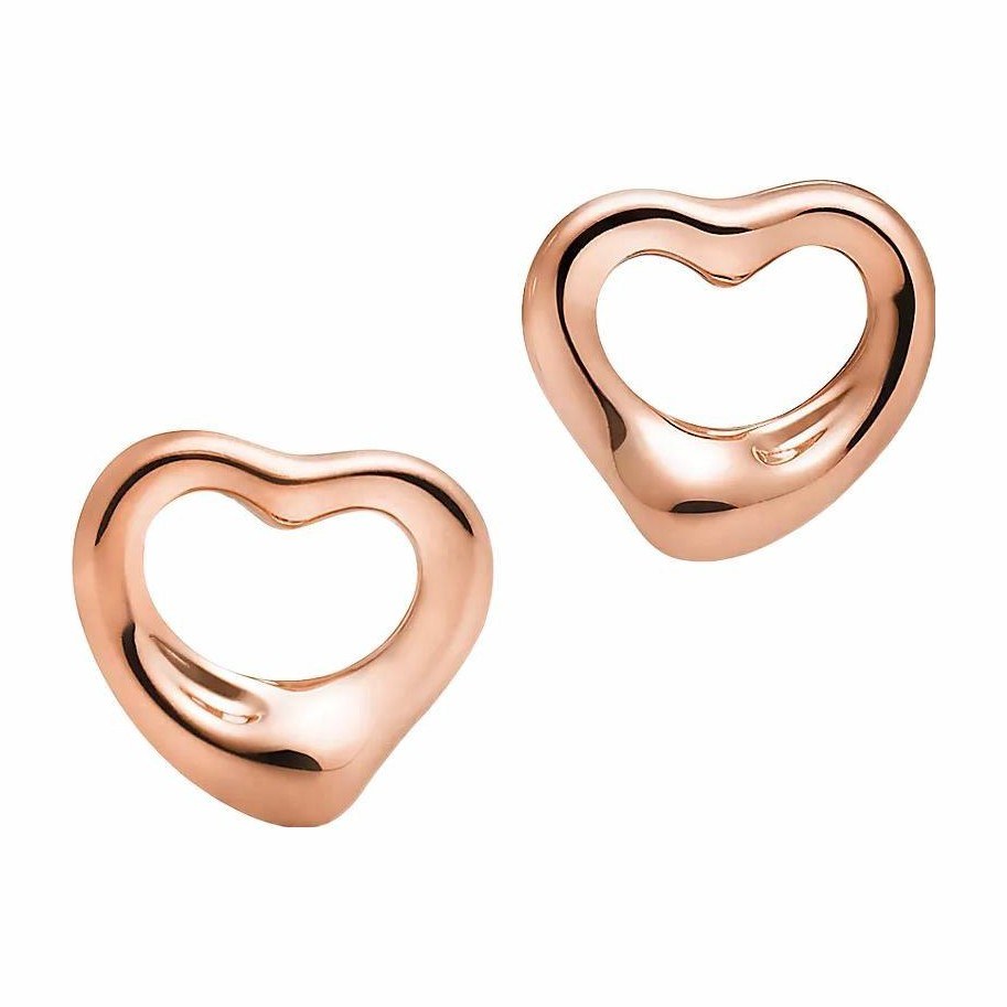 Tiffany & Co. Elsa Peretti Open Heart 18K Rose Gold Earrings