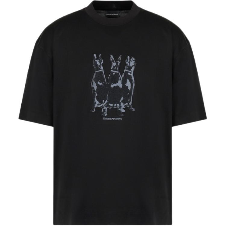 Emporio Armani FW24 Embroidered Tee Black