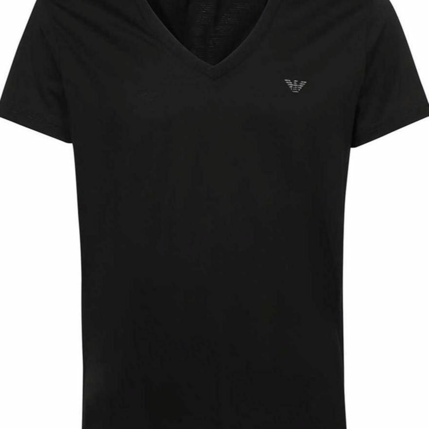 Emporio Armani Logo V-Neck T-Shirt Black