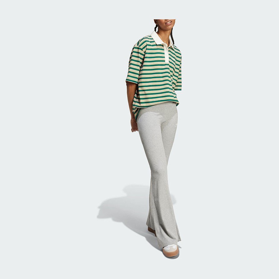 adidas Originals 80s Oversized Stripe Polo Shirt Forest Green