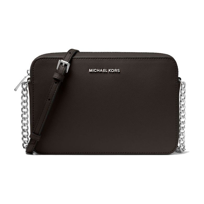 Michael Kors Jet Set Chain Logo Leather Shoulder Bag Large Black