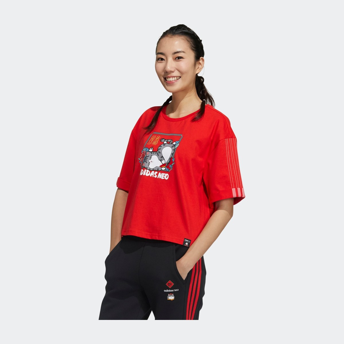adidas neo CNY Dopamine T-shirt Red