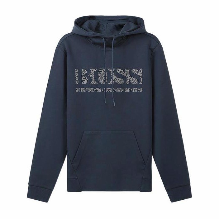 HUGO BOSS Pixel Logo Hoodie Blue