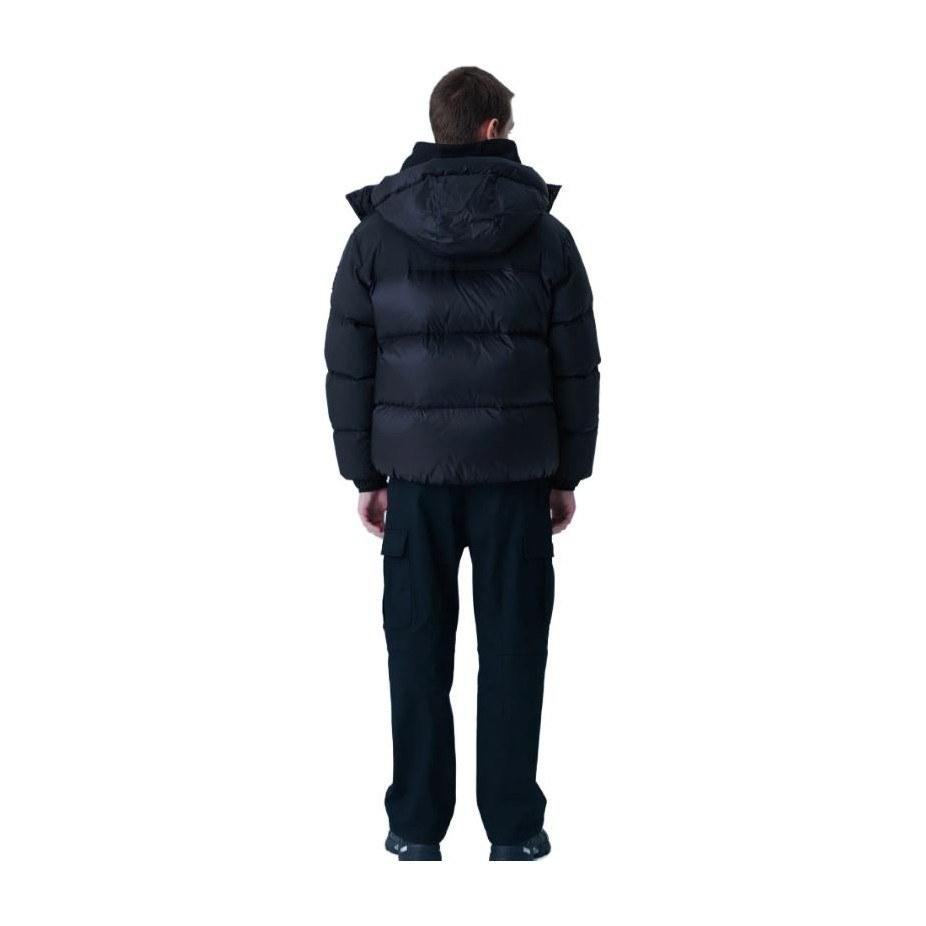 FILA Solid Color Hoodie Down Jacket Black