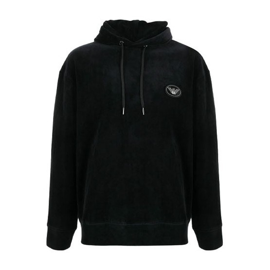 Emporio Armani FW21 Velvet Hoodie Black