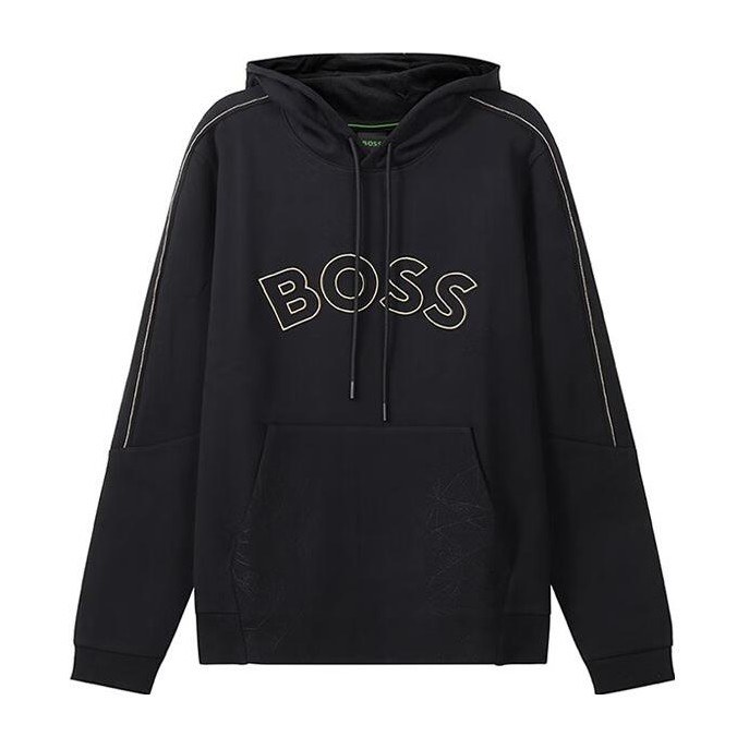 HUGO BOSS FW22 Curved Logo Hoodie Black