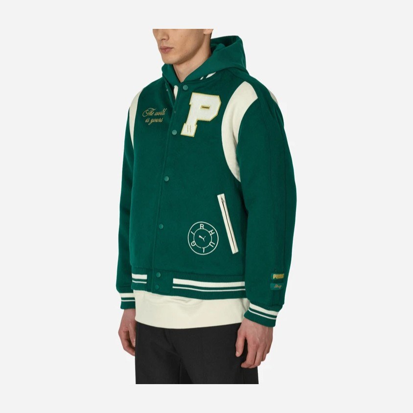 PUMA x Rhuigi SS23 Retro Varsity Jacket Green