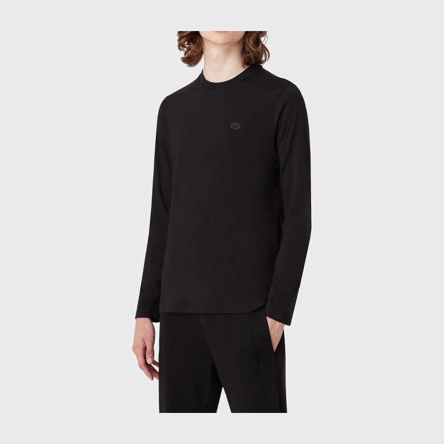Emporio Armani FW22 Black Crewneck Long Sleeve Tee
