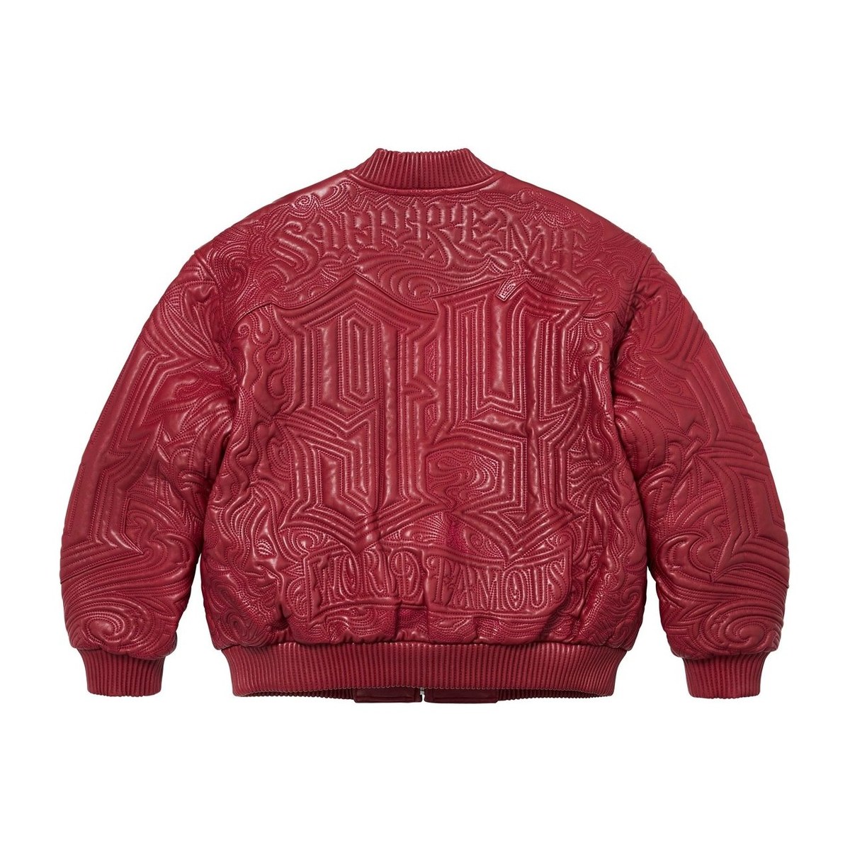 Supreme Mister Cartoon Embroidered Leather Jacket
