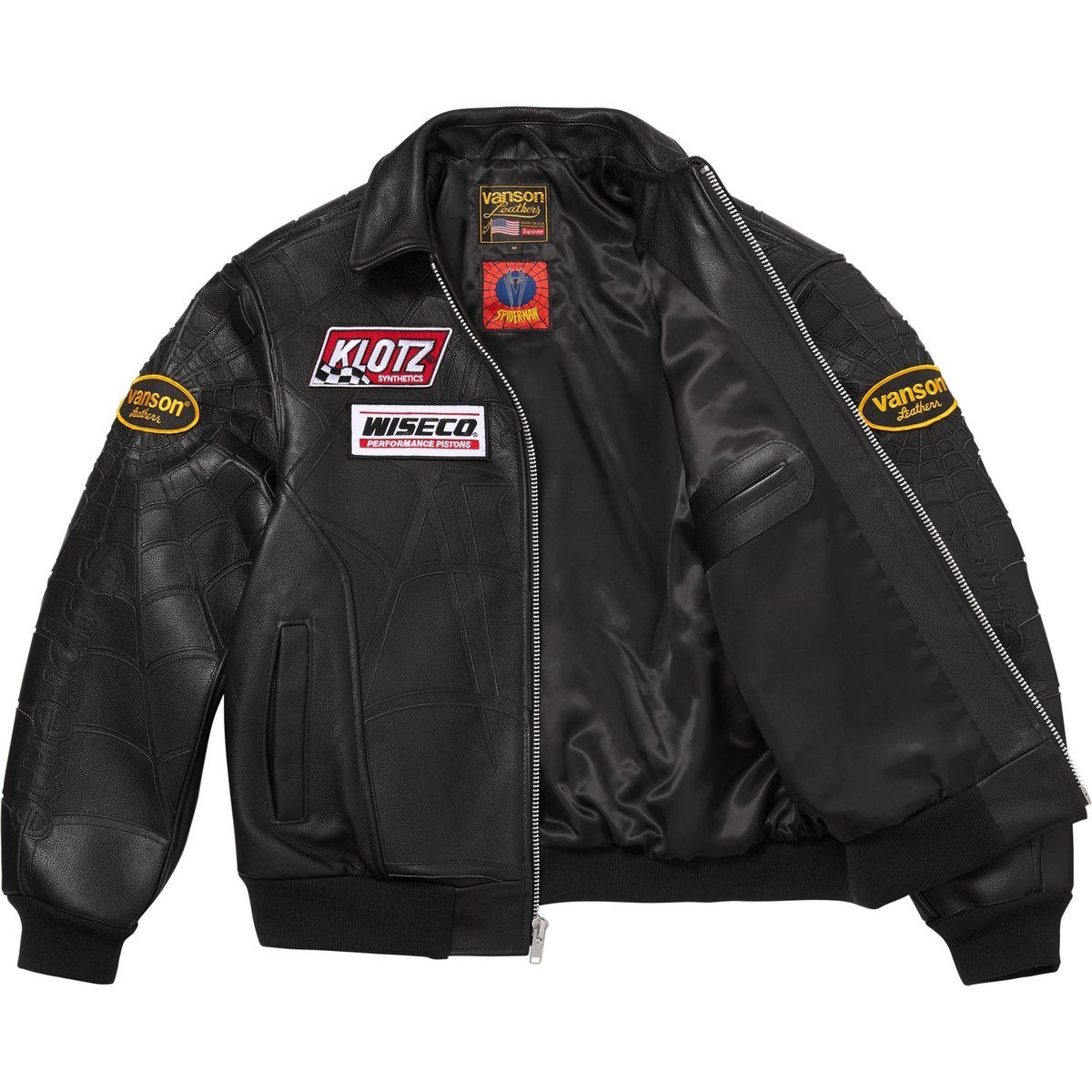 Supreme vanson Leathers x Spider-Man SS26 WEEK14 Jacket logo