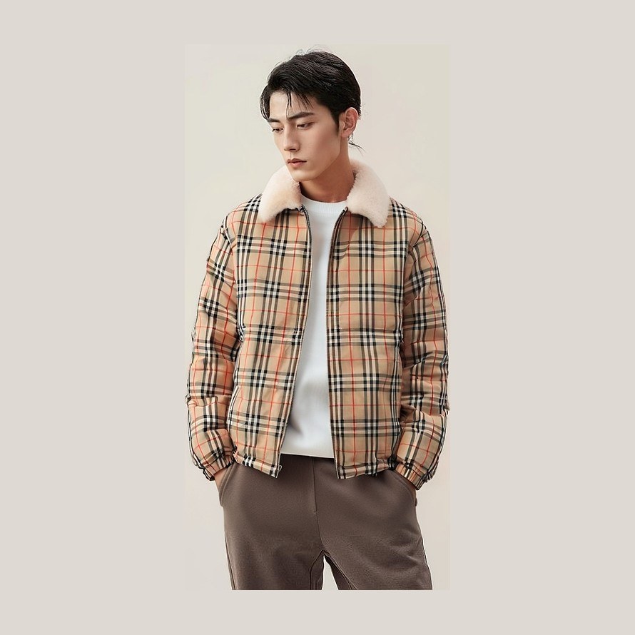 Supreme x Burberry Shearling Collar Down Puffer Jacket