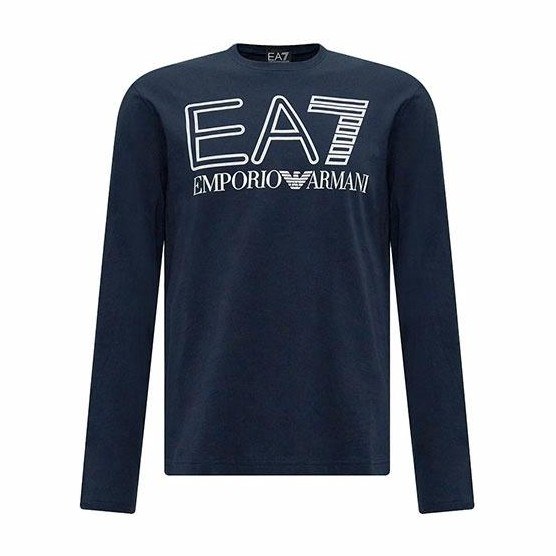 Emporio Armani EA7 Logo Long Sleeve T-Shirt Blue