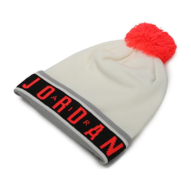 Jordan Striped Embroidered Beanie Red White