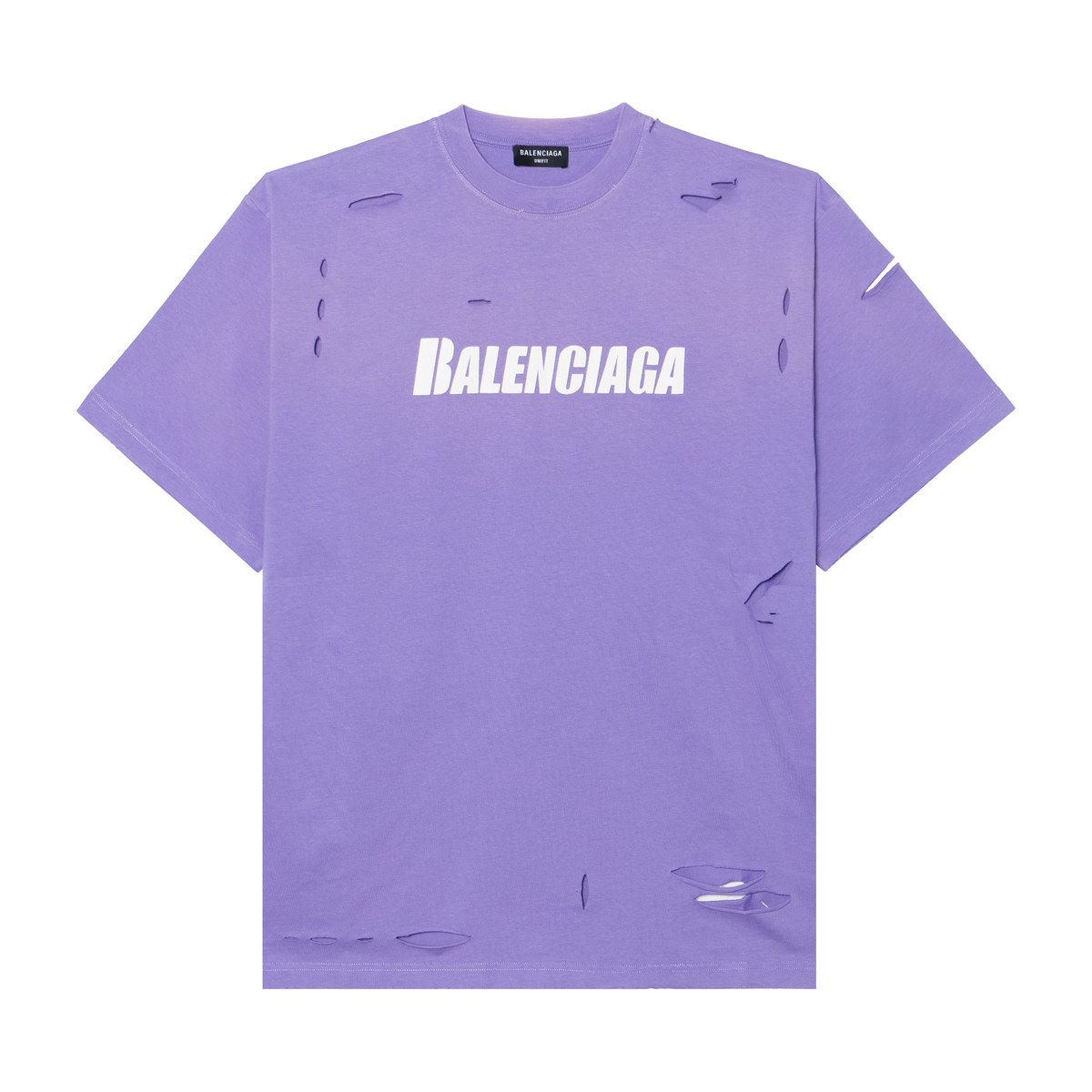 Balenciaga SS22 Caps Destroyed T-Shirt Purple