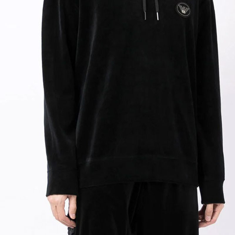 Emporio Armani FW21 Velvet Hoodie Black
